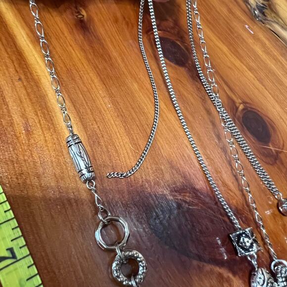 Lia Sophia Charade Silver Tone W Black Beading Necklace Earrings Set Layered NEW - Picture 8 of 11